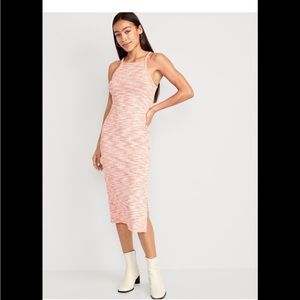 Fitted sleeveless rib-knit midi dress